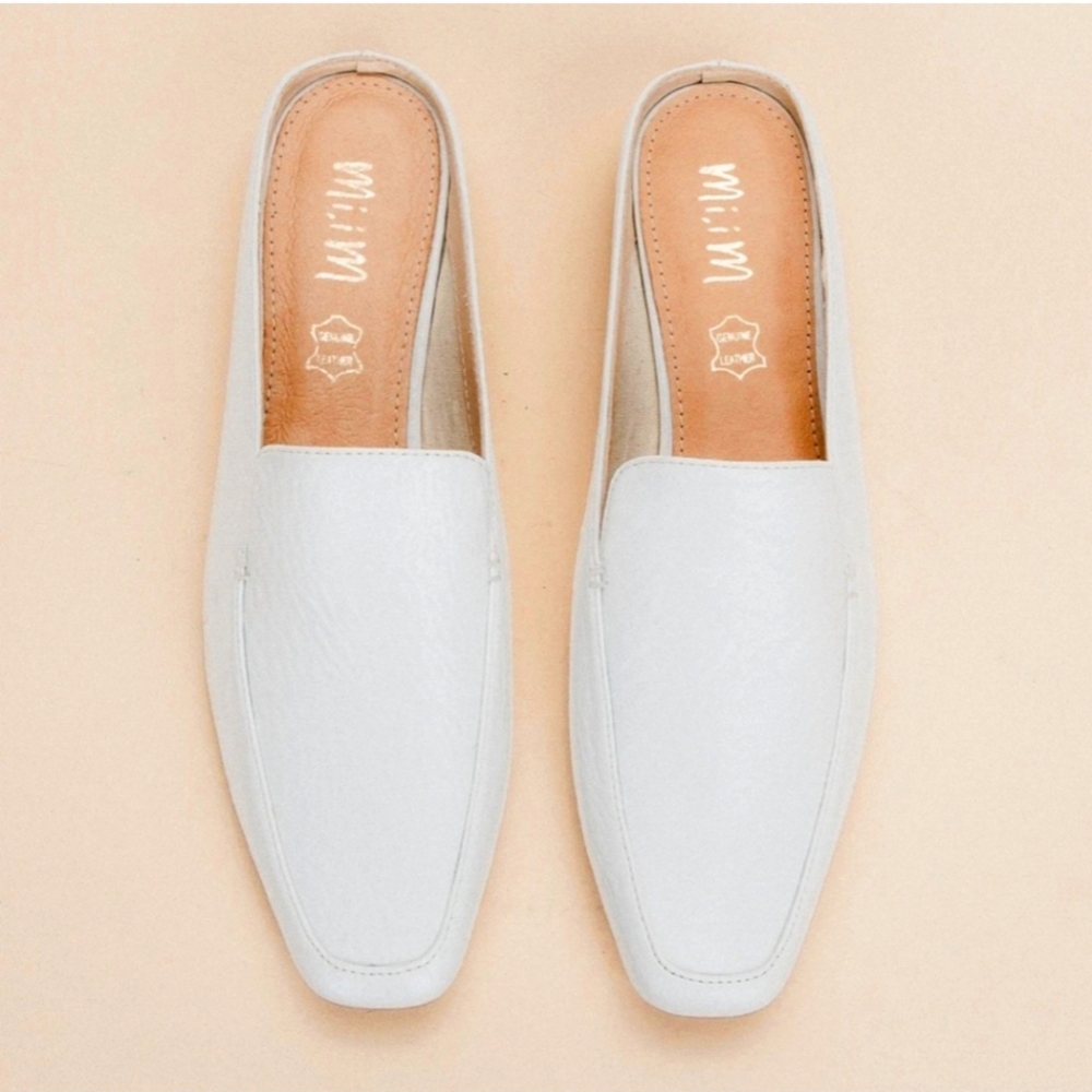 Mi.iM the Fluer white leather mule slip on business loafers size 7 - Picture 3 of 7